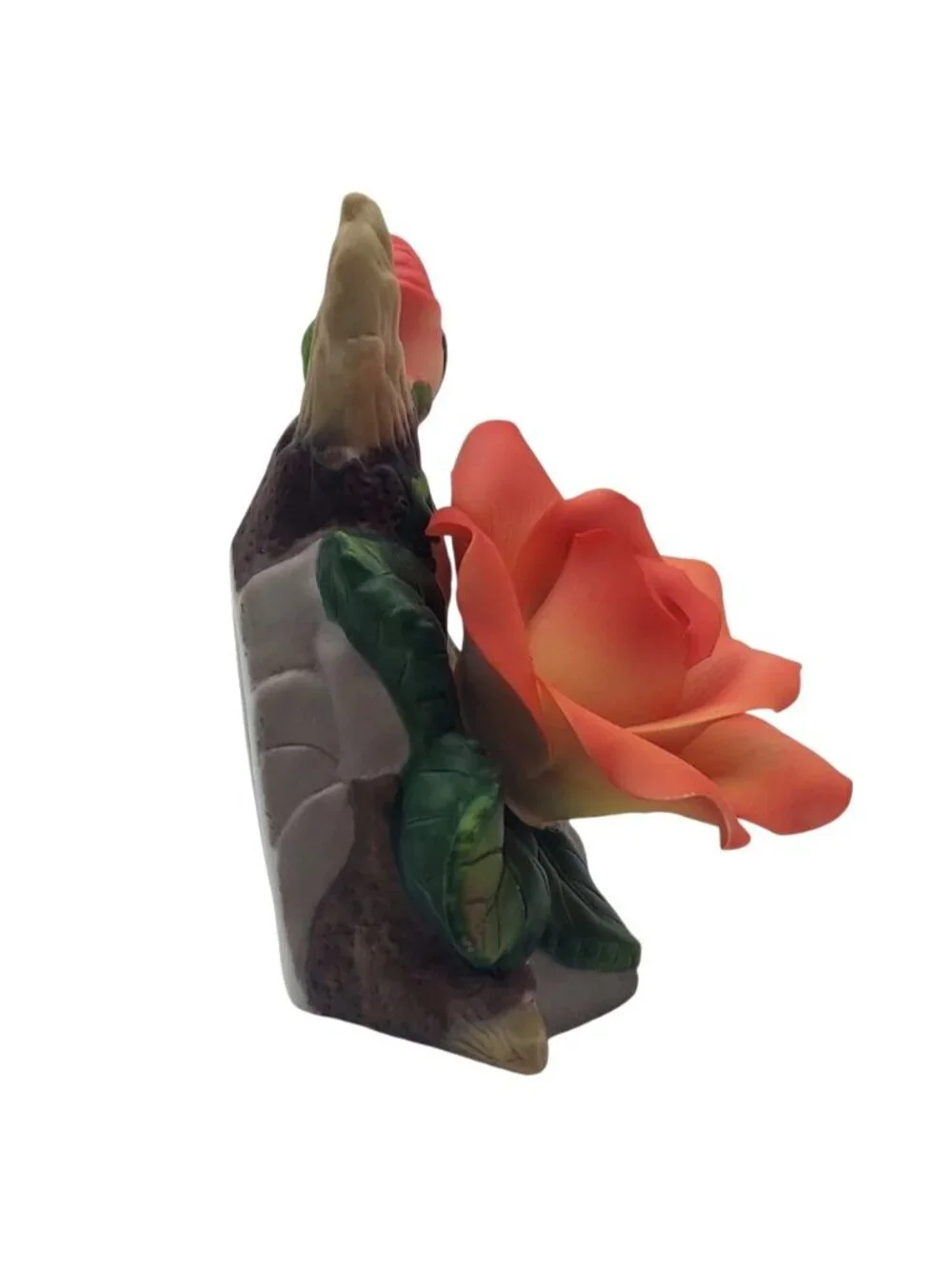 Capodimonte Style Porcelain Double Pink Rose on Branch Decorative Night Light
